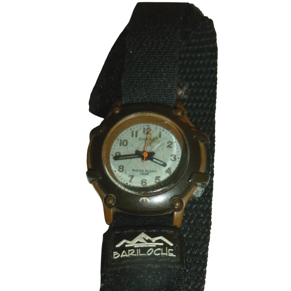 Casio 100M‎ Water Resist Quartz Watch Brown Resin Black Bariloche  Strap